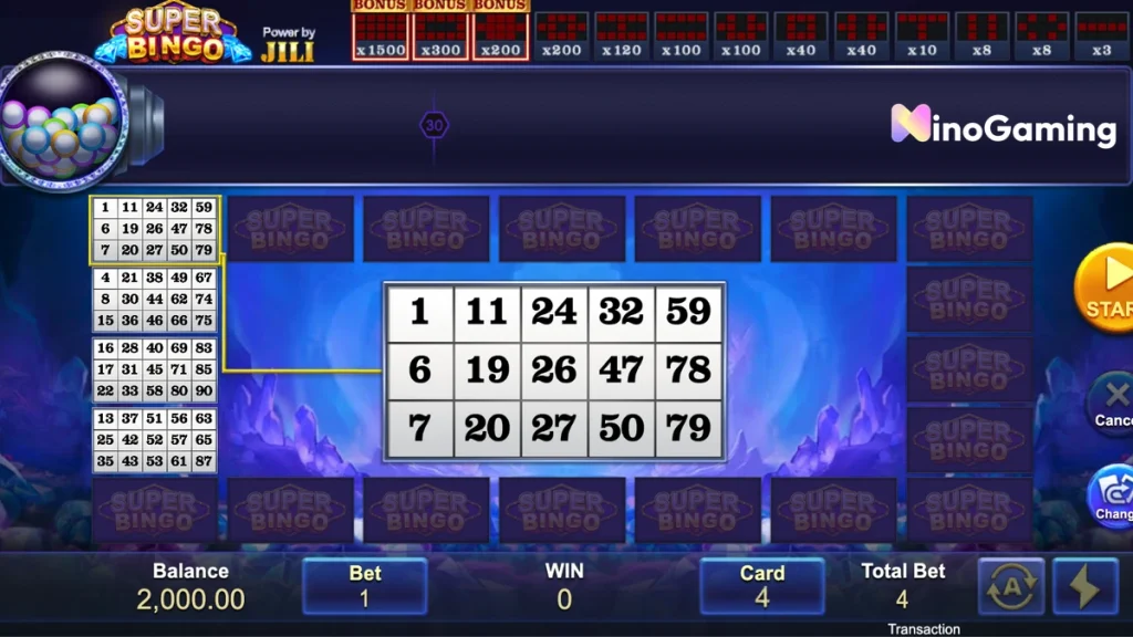 Super Bingo gameplay
